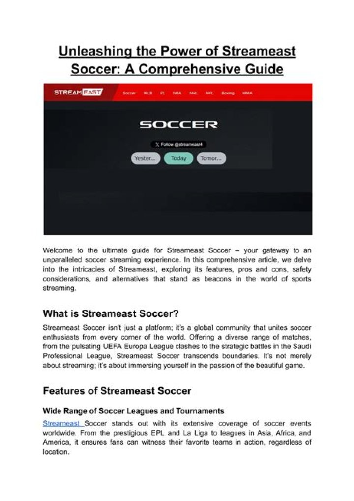 Unleashing the Excitement of Streameast Soccer