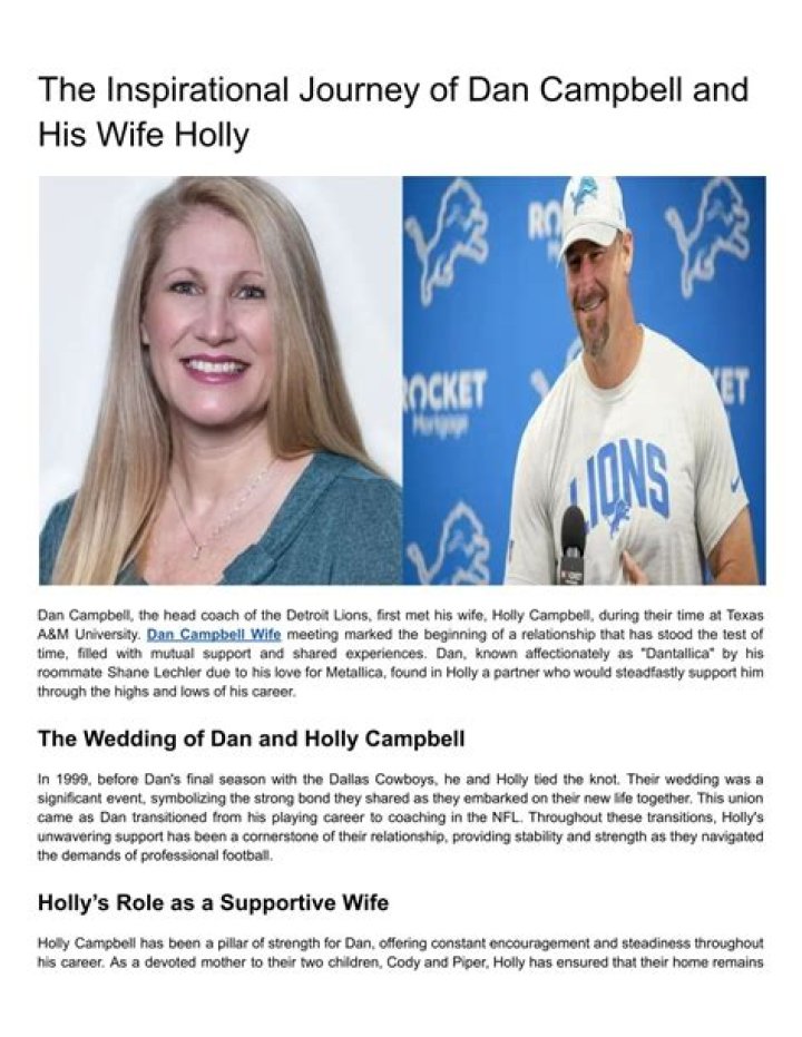 Unveiling the Life of Dan Campbell's Wife Holly: A Story of Love and Support